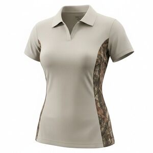 Bimini Bay Outfitters Womens Tan Camo Side Panel‎ Performance Polo Shirt XL